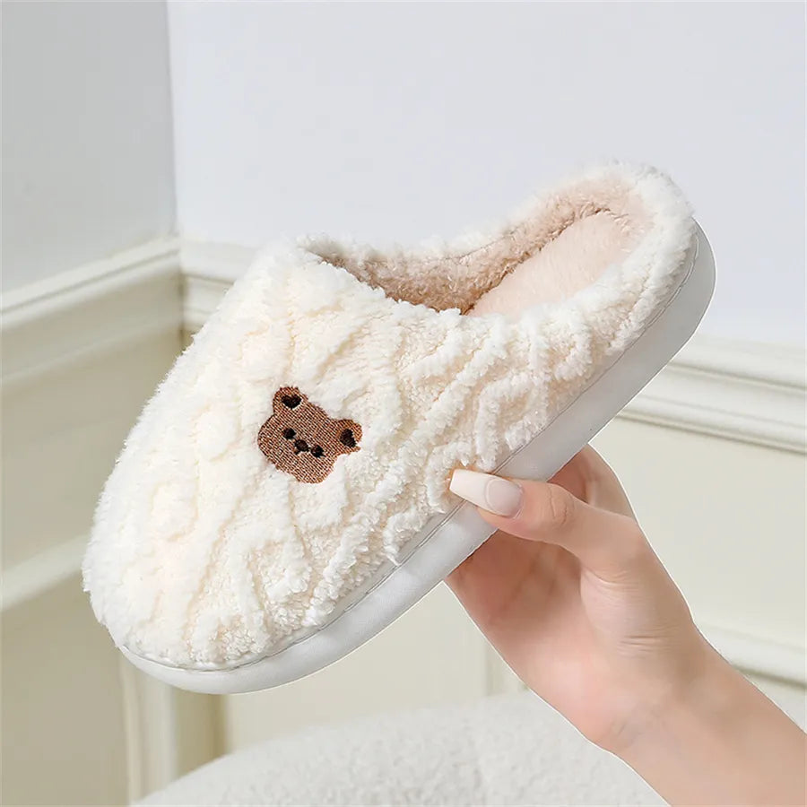 Chaussons d'hiver en peluche ours