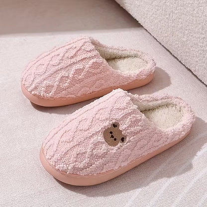 Chaussons d'hiver en peluche ours