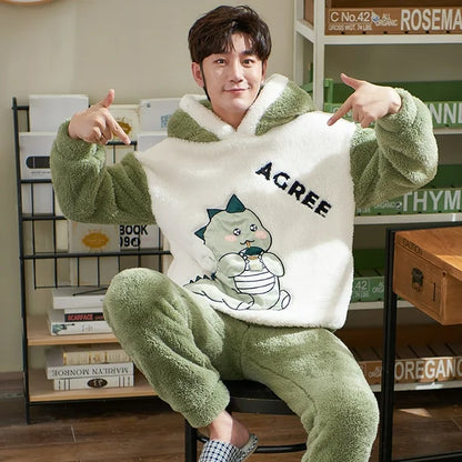 Pyjama Dinosaure Homme Polaire - Flanelle Corail Chaud et Fun 