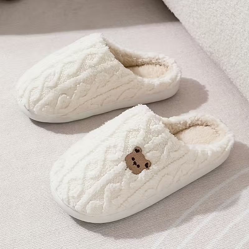 Chaussons d'hiver en peluche ours