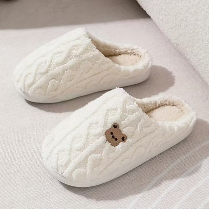 Chaussons d'hiver en peluche ours
