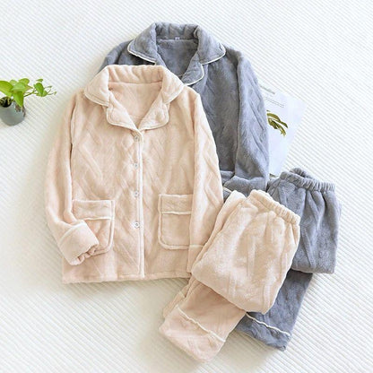 Ensemble pyjama pour couple en polaire corail épaisse