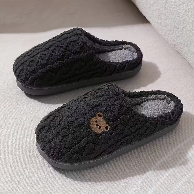 Chaussons d'hiver en peluche ours