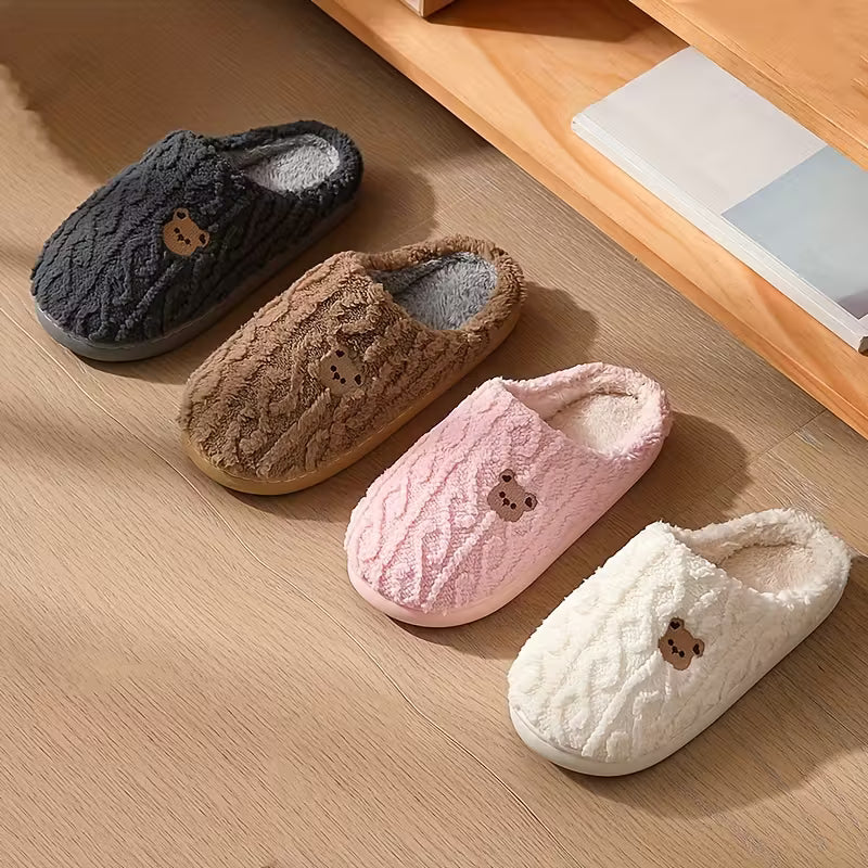 Chaussons d'hiver en peluche ours