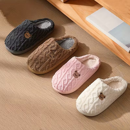 Chaussons d'hiver en peluche ours