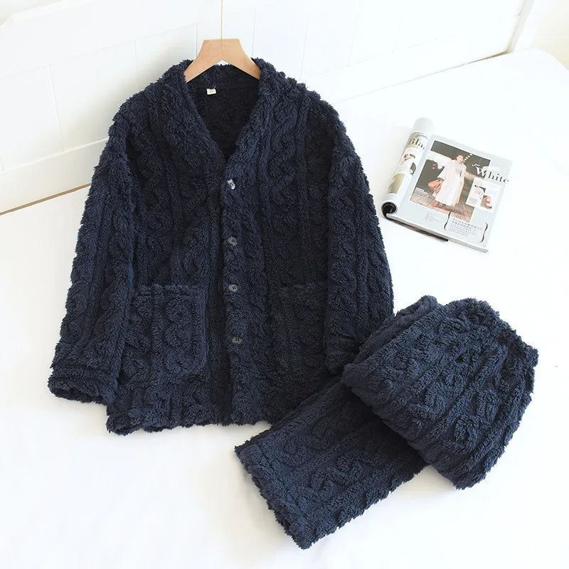 Ensemble de pyjama d'hiver en flanelle polaire corail pour femme