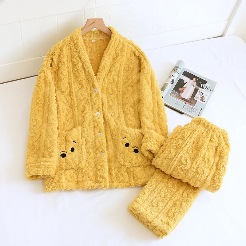 Ensemble de pyjama d'hiver en flanelle polaire corail pour femme