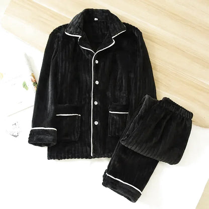 Pyjama Couple Hiver Uni - Ensemble Polaire Corail Flanelle Épais 