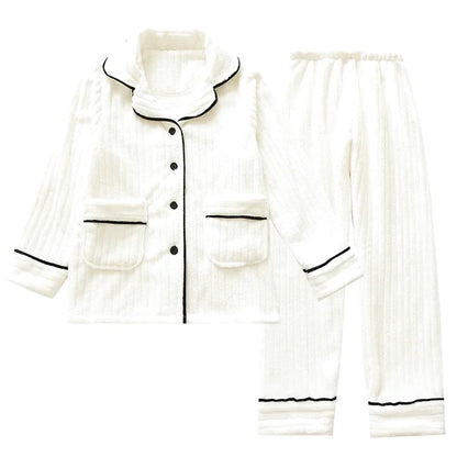 Pyjama Couple Hiver Uni - Ensemble Polaire Corail Flanelle Épais 