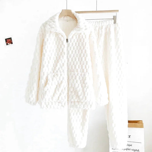 Pyjamas assortis couple – Flanelle | Polaire corail épais 