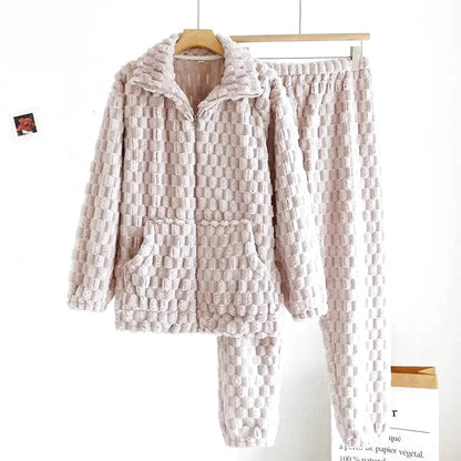 Pyjamas assortis couple – Flanelle | Polaire corail épais 