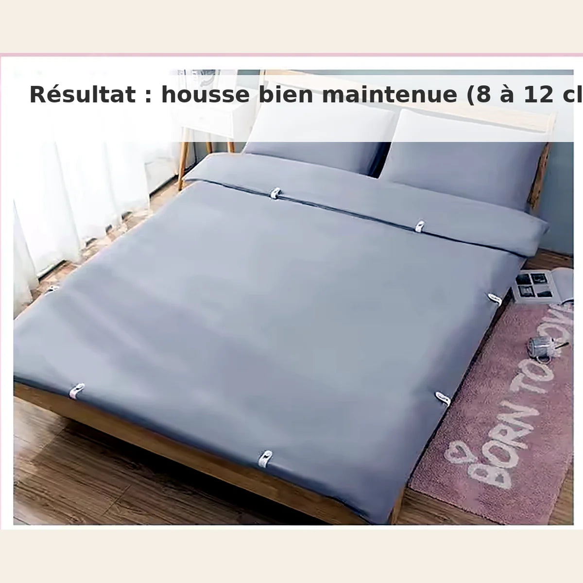 Clips housse de couette – anti-glisse, sans aiguille (8 ou 12 pièces)