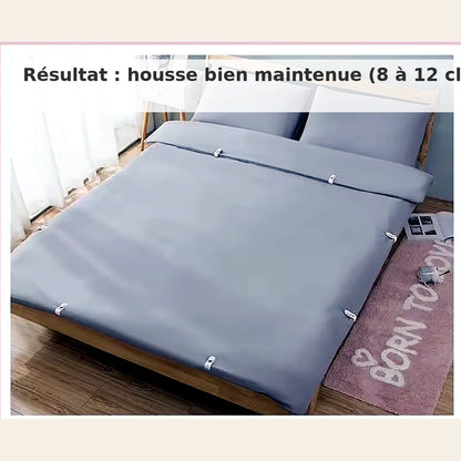 Clips housse de couette – anti-glisse, sans aiguille (8 ou 12 pièces)
