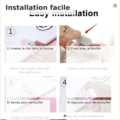 Clips housse de couette – anti-glisse, sans aiguille (8 ou 12 pièces)