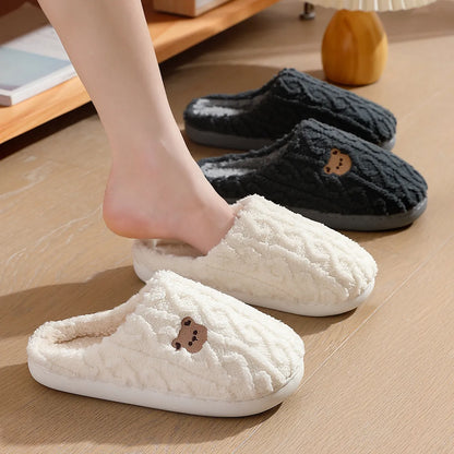 Chaussons d'hiver en peluche ours