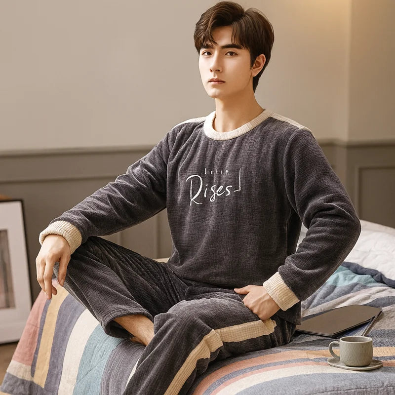 Pyjama Homme Polaire Velours Corail - Épais Doublé Ultra Doux