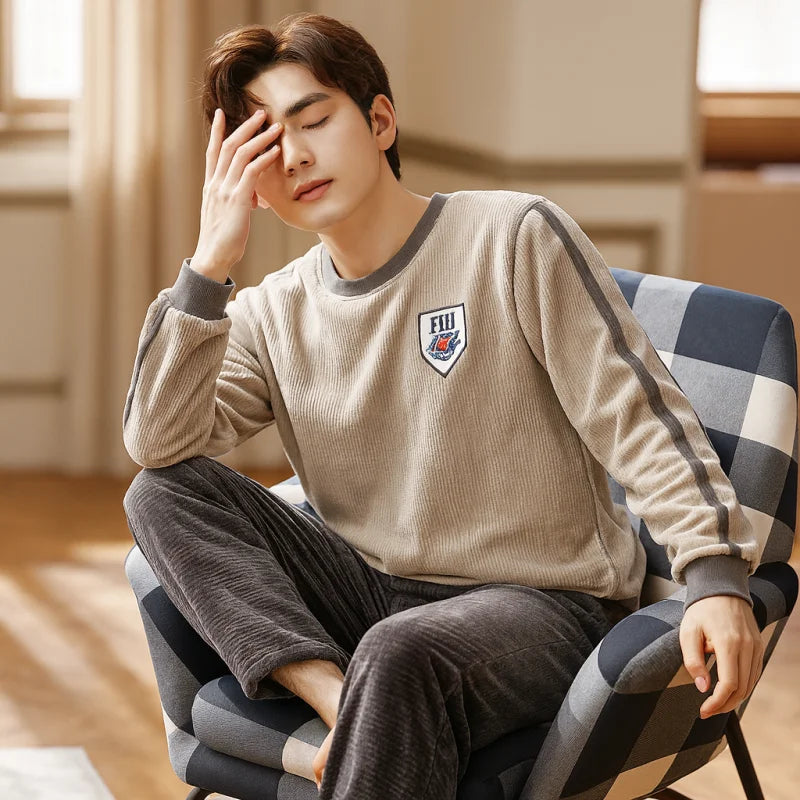 Pyjama Homme Polaire Velours Corail - Épais Doublé Ultra Doux