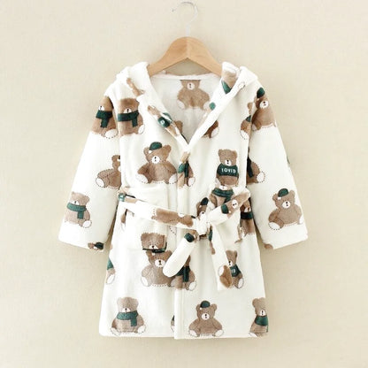 Peignoir à capuche en flanelle pour enfants