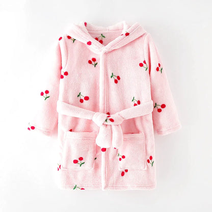 Peignoir à capuche en flanelle pour enfants