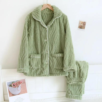 Ensemble de pyjama d'hiver en polaire corail grande taille pour femme