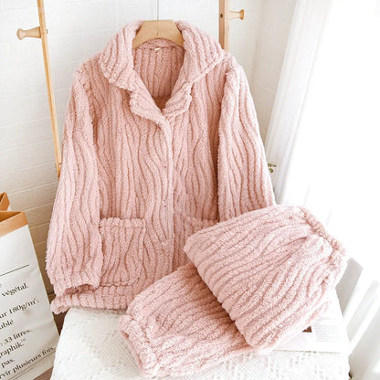 Ensemble de pyjama d'hiver en polaire corail grande taille pour femme