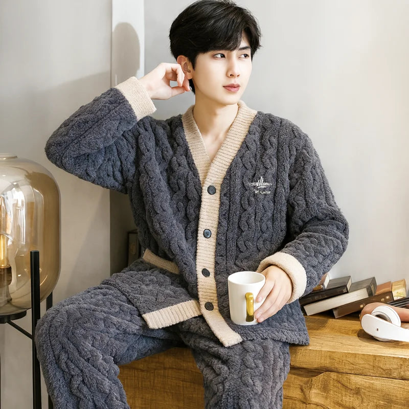 Pyjama Polaire Homme Corail - Chaud &amp; Confortable | Cocon Polaire